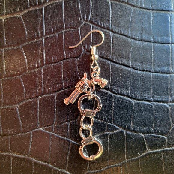 Punk Earrings - Gun & Handcuff Charms NWOT - Picture 5 of 6